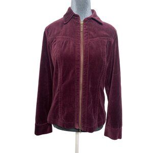 Cabi Women's Burgundy Jacket With Zipper Front 100% cotton Size Small